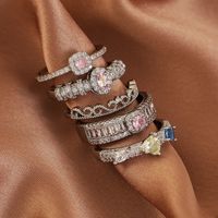 Elegant Romantic Geometric Copper Plating Inlay Zircon White Gold Plated Open Rings main image 8