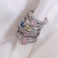 Elegant Romantic Geometric Copper Plating Inlay Zircon White Gold Plated Open Rings main image 10