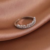 Elegant Romantic Geometric Copper Plating Inlay Zircon White Gold Plated Open Rings main image 4