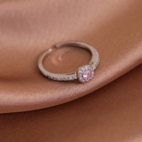 Elegant Romantic Geometric Copper Plating Inlay Zircon White Gold Plated Open Rings main image 5
