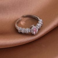 Elegant Romantic Geometric Copper Plating Inlay Zircon White Gold Plated Open Rings main image 2