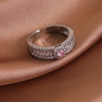 Elegant Romantic Geometric Copper Plating Inlay Zircon White Gold Plated Open Rings main image 6