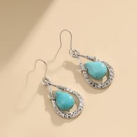 Wholesale Jewelry Ethnic Style Geometric Alloy Turquoise Silver Plated Drop Earrings sku image 1