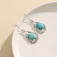 Wholesale Jewelry Ethnic Style Geometric Alloy Turquoise Silver Plated Drop Earrings main image 3