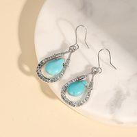 Wholesale Jewelry Ethnic Style Geometric Alloy Turquoise Silver Plated Drop Earrings main image 5