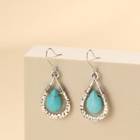 Wholesale Jewelry Ethnic Style Geometric Alloy Turquoise Silver Plated Drop Earrings main image 1