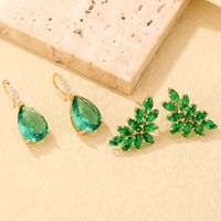 1 Pair Casual Sweet Water Droplets Flower Plating Inlay Copper Zircon K Gold Plated Ear Studs main image 5