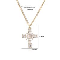 Classic Style Cross Copper Inlay Artificial Gemstones Pendant Necklace main image 5