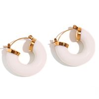 1 Pair Lady Round Plating Stainless Steel 18k Gold Plated Earrings sku image 7