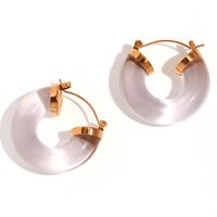 1 Pair Lady Round Plating Stainless Steel 18k Gold Plated Earrings sku image 1