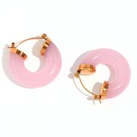 1 Pair Lady Round Plating Stainless Steel 18k Gold Plated Earrings sku image 6