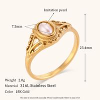 Modern Style Geometric Stainless Steel Plating Inlay Freshwater Pearl 18k Gold Plated Rings main image 4