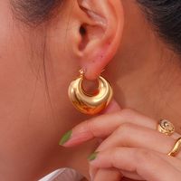 1 Pair Lady Round Plating Stainless Steel 18k Gold Plated Earrings main image 4