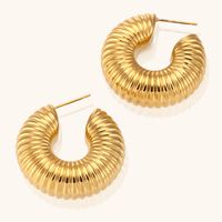 1 Pair Lady Round Plating Stainless Steel 18k Gold Plated Earrings main image 3