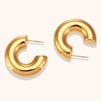 1 Pair Lady Round Plating Stainless Steel 18k Gold Plated Earrings main image 5