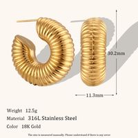 1 Pair Lady Round Plating Stainless Steel 18k Gold Plated Earrings sku image 2
