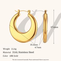 1 Pair Lady Round Plating Stainless Steel 18k Gold Plated Earrings sku image 1