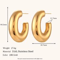 1 Pair Lady Round Plating Stainless Steel 18k Gold Plated Earrings sku image 11
