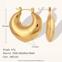 1 Pair Lady Round Plating Stainless Steel 18k Gold Plated Earrings sku image 8