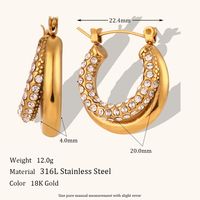 1 Pair Lady Geometric Plating Inlay Stainless Steel Zircon 18k Gold Plated Earrings Ear Studs sku image 8