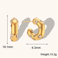 1 Pair Lady Geometric Plating Inlay Stainless Steel Zircon 18k Gold Plated Earrings Ear Studs sku image 4