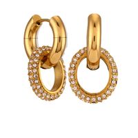 1 Pair Lady Geometric Plating Inlay Stainless Steel Zircon 18k Gold Plated Earrings Ear Studs main image 6