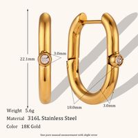 1 Pair Lady Geometric Plating Inlay Stainless Steel Zircon 18k Gold Plated Earrings Ear Studs sku image 2