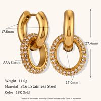 1 Pair Lady Geometric Plating Inlay Stainless Steel Zircon 18k Gold Plated Earrings Ear Studs sku image 7