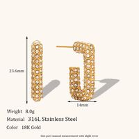 1 Pair Lady Geometric Plating Inlay Stainless Steel Zircon 18k Gold Plated Earrings Ear Studs sku image 11
