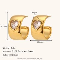 1 Pair Lady Geometric Plating Inlay Stainless Steel Zircon 18k Gold Plated Earrings Ear Studs sku image 5