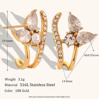 1 Pair Lady Geometric Plating Inlay Stainless Steel Zircon 18k Gold Plated Earrings Ear Studs sku image 10