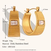1 Pair Lady Geometric Plating Inlay Stainless Steel Zircon 18k Gold Plated Earrings Ear Studs sku image 9