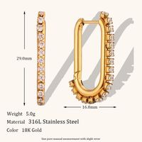 1 Pair Lady Geometric Plating Inlay Stainless Steel Zircon 18k Gold Plated Earrings Ear Studs sku image 3