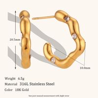 1 Pair Lady Geometric Plating Inlay Stainless Steel Zircon 18k Gold Plated Earrings Ear Studs sku image 1