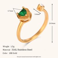 Lady Round Stainless Steel Plating Inlay Zircon 18k Gold Plated Rings main image 5