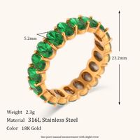 Lady Round Stainless Steel Plating Inlay Zircon 18k Gold Plated Rings main image 4