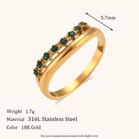 Lady Round Stainless Steel Plating Inlay Zircon 18k Gold Plated Rings sku image 9