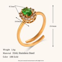 Lady Round Stainless Steel Plating Inlay Zircon 18k Gold Plated Rings sku image 3