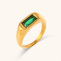 Lady Round Stainless Steel Plating Inlay Zircon 18k Gold Plated Rings sku image 4