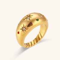 Lady Round Stainless Steel Plating Inlay Zircon 18k Gold Plated Rings sku image 12