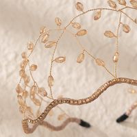 Elegant Leaves Copper Inlay Artificial Crystal Crown main image 3
