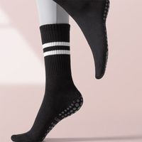 Women's Sports Stripe Solid Color Cotton Crew Socks A Pair sku image 1