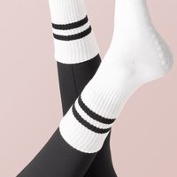 Women's Sports Stripe Solid Color Cotton Crew Socks A Pair sku image 2