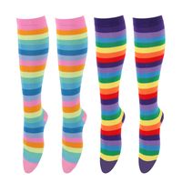 Unisex Mode Regenbogen Streifen Polyester Baumwolle Crew Socken Ein Paar main image 5