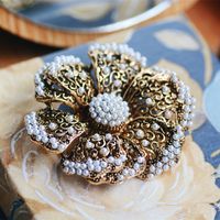 Retro Flower Alloy Plating Inlay Artificial Pearls Unisex Brooches main image 5