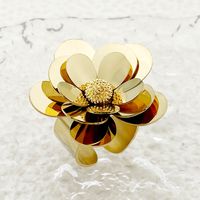 Vintage Style Commute Flower Stainless Steel Plating Gold Plated Open Rings sku image 1