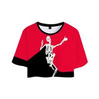 Women's T-shirt Short Sleeve T-shirts Printing Sexy Bat Skeleton Skull main image 5