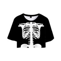 Women's T-shirt Short Sleeve T-shirts Printing Sexy Bat Skeleton Skull main image 4