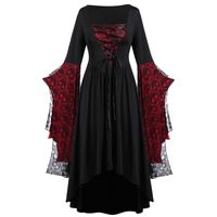 Women's Ball Gown Vintage Style Square Neck Printing Nine Points Sleeve Skull Maxi Long Dress Party Festival main image 5