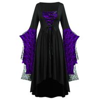 Women's Ball Gown Vintage Style Square Neck Printing Nine Points Sleeve Skull Maxi Long Dress Party Festival main image 4